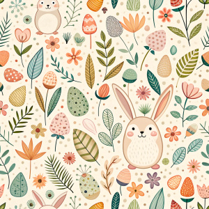 easter minimalist doodles seamless pattern tile, white ground