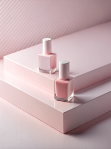 nail polishes on the surface in a minimalist design in the light pink color naturmort

