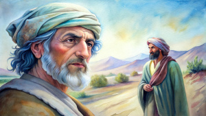 In the Bible, in ancient times, Obadiah, a turbaned man, met Elijah with short white hair on the road and talked together.