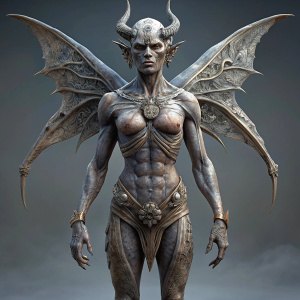 Demonic Elves with Wings, Luis Royo Style, Full Body Shot, Hyperrealistic, Photorealistic, Instant Details