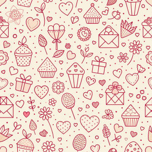 valentine day minimalist doodles for seamless pattern tile, light background