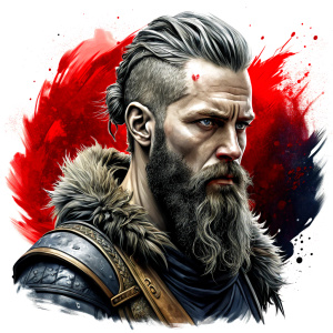 Nordic ragnar - perfect realistic art, high-definition grey and black, white background tattoo design