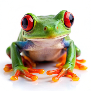 Red Eyed Tree Frog  isolated on white background
