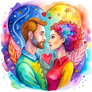 perfect soulmates couple spiritual colored art