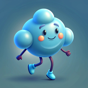 walking cloudy smiling emoji