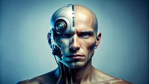 human with a part of a cyborg