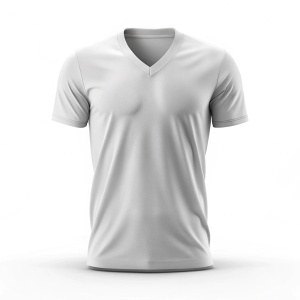 crea un mockup de un polo de mujer sin cuello y en forma de v color negro en fondo neutro blanco 