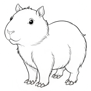 coloring page for children ,baby capybara line art