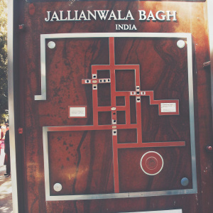 Interactive map of Jallianwala Bagh, a significant historical landmark in India. Vibrant colors for different zones. Easy-to-read labels and symbols for facilities and pathways. Detailed and informative layout.