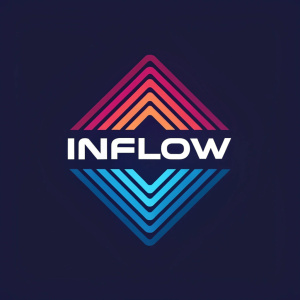 The Inflow logo, a blend of sleek geometric forms, vibrant hues, and minimalist style. Perfect for modern branding and digital media.