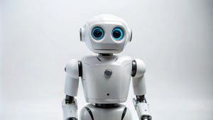 artificial intelligence robot isolated on white background, minimal