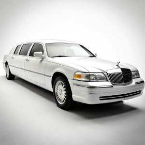 Lincoln white limousine on a white background