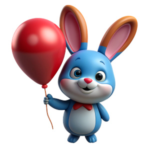 cute rabbit holding a balloon