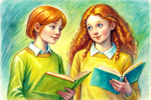 two students sharing books