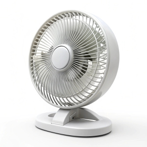 White portable fan   on white background 
