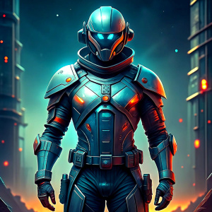 full body from head to foot, arms in front of Scifi asian soldier in a futuristic suit three futuristic a human male general digital art style illustration painting, no mask, have face, use a gun, helmet,  turn the left