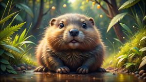 pltn style, cute chubby baby Bever on the farm, forest, photorealistic painting, sharp focus, 8k, perfect composition, trending on artstation, award-winning photograph, unreal engine cinematic smooth, intricate detail, cute big circular reflective eyes, Pixar render, unreal engine cinematic smooth, intricate detail, cute big circular reflective eyes, Pixar render, unreal engine cinematic smooth, intricate detail
