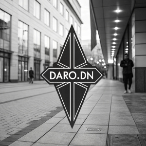 Modern, angular logo for Daro.DN Tattoo. Black and white design.