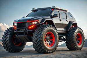 FUTURISTIC CONCEPT CAR monster truck SUV, black+red 
