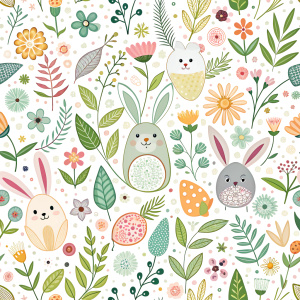 easter minimalist doodles seamless pattern tile, white ground