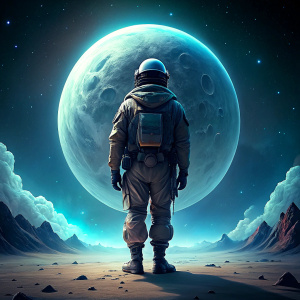 astronaut walking moon epic war cold image