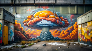 Atomic mushroom cloud graffiti