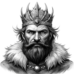 Nordic Surt - Ruler of Muspellsheim - perfect realistic art, high-definition grey and black, white background tattoo design