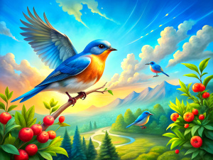 "A tale of a bluebird who flew away and is looking for his lover