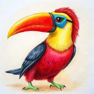 un tucan color rojo con el pico amarillo con gafas de sol resolucion de imagen 4k