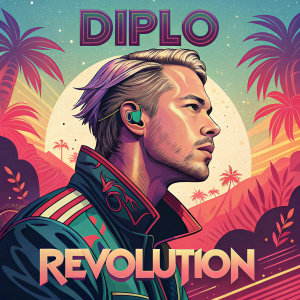 Diplo's 'Revolution' album cover, featuring vibrant, digital artistry.