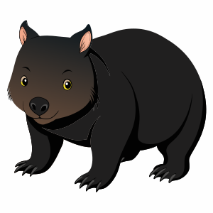 black wombat on white background - Recraft