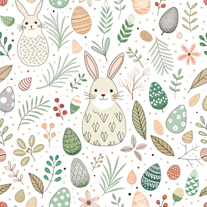 easter minimalist doodles seamless pattern tile, white ground