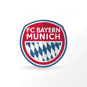 Logo for FC Bayern Munich. Dynamic modern design. Bright colors, bold sans-serif font, centered and balanced layout, minimalist and clean style, official team branding.