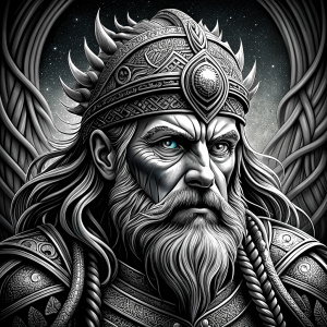 odin perfect realistic art, high-definition, high-definition grey and black, white background 