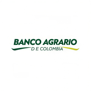 The logo of Banco Agrario de Colombia, a bold green script with modern design, stands out on a stark white background. Neutral tones complement the vibrant green, creating a clean and professional look ideal for both digital and print media.