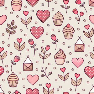 valentine day minimalist doodles for seamless pattern tile, light background