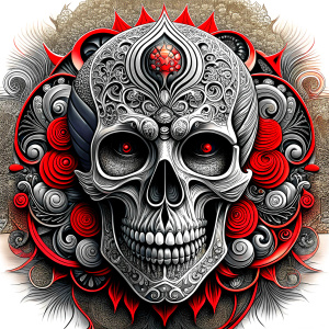 skull tattoo design - perfect realistic art - high-definition - grey and black - white background 