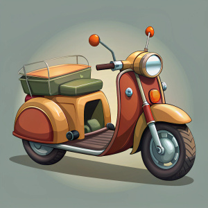 motorcycle with sidecar cartoon style