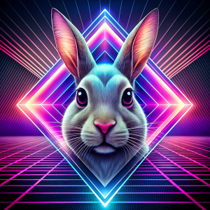 trippy rabbit, lines, squares, shapes