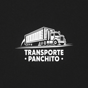The TRANSPORTE PANCHITO logo. Simple black and white design featuring a basic outline of a truck. Bold text 'TRANSPORTE PANCHITO' below the truck. Dark, minimalist background.