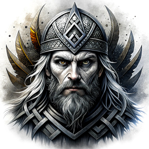 walhalla, viking warrior,  runics face, black work, white backrounds