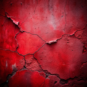 Red grunge texture background of cement plaster wall with cracks