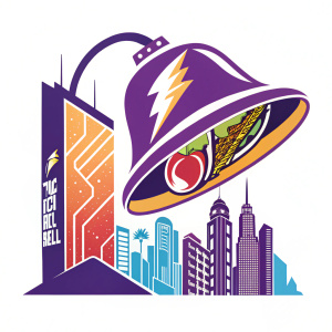 Modern logo design featuring Taco Bell's vibrant branding. Bright, stylized visuals against a crisp white backdrop.