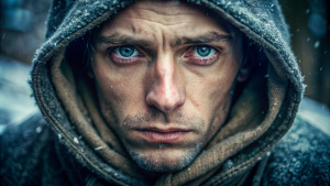 A person with a cold, empty stare, their eyes devoid of emotion. They are unmoved by the suffering of others.