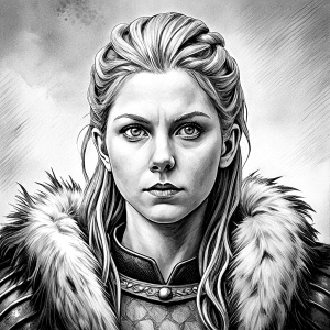 shieldmaiden perfect realistic art, high-definition, high-definition grey and black, white background 