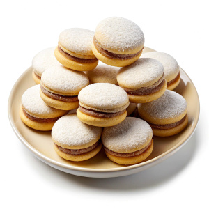  Alfajores foods dish isolated on transparent white background, extreme details