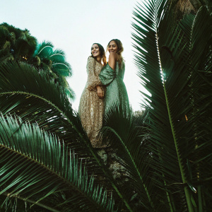 Lindsay Lohan and Vanessa Minnillo attend the MTV Movie Awards. Lindsay in a taupe lace dress, Vanessa in a green aztec patterned dress. Both smiling