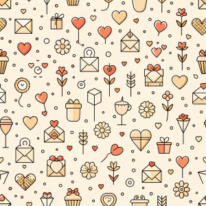 valentine day minimalist doodles for seamless pattern tile, light background