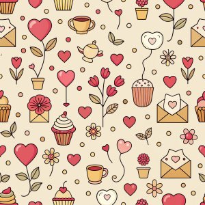 valentine day minimalist doodles for seamless pattern tile, light background