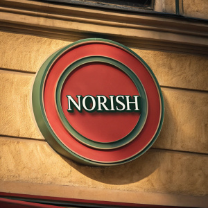 A sleek logo for Norish. Green circular emblem with minimalist design, set against a white backdrop.